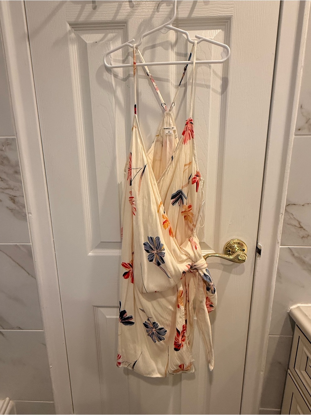 O'Neill Cream Floral Tie-Waist Summer Dress